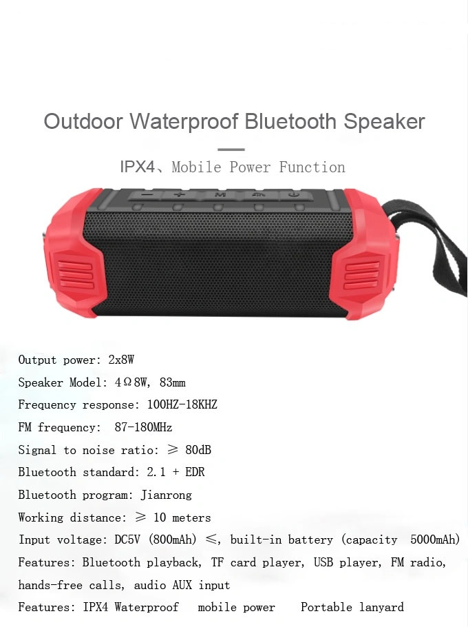 Waterproof Wireless Speaker Bass 5000mAh Big Power Mini Bluetooth Speaker