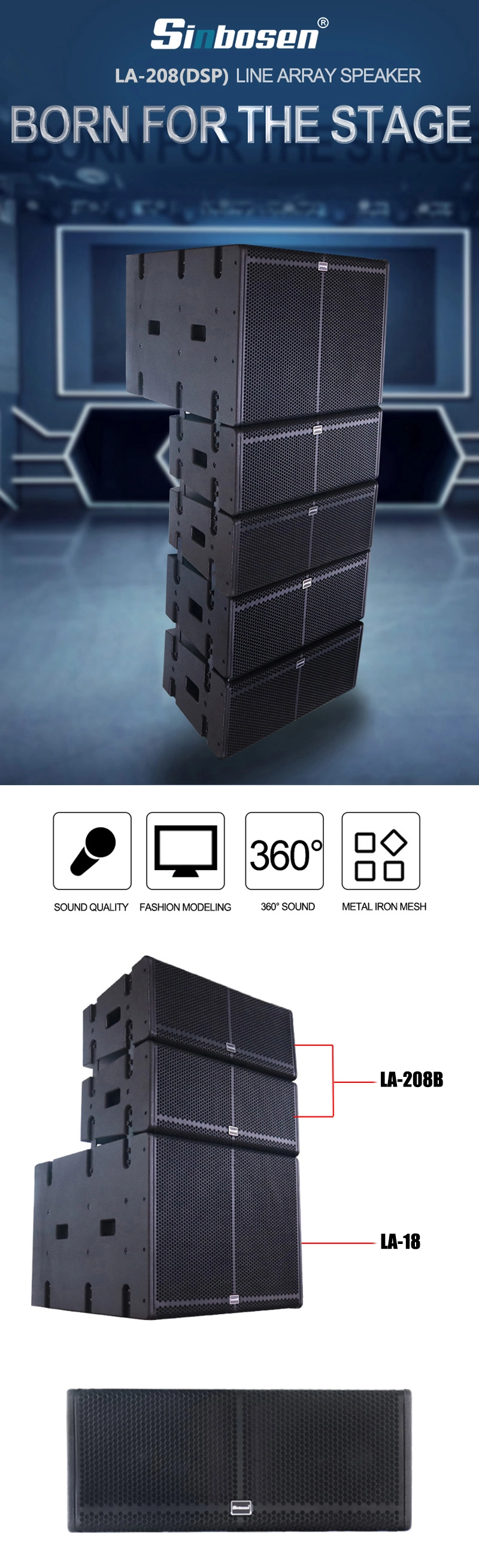 Home Theatre System Speaker La-208 dual 8 Inch Versatile Line Array Speaker for Venue Performance