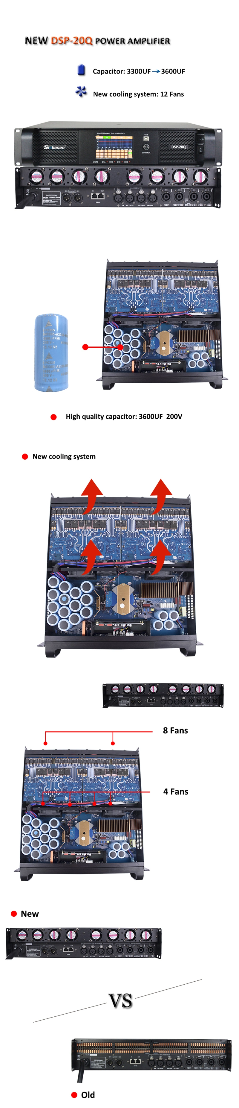 Professional Stereo Amplifier Board PA Amplifier DSP20000q DSP Amplifier