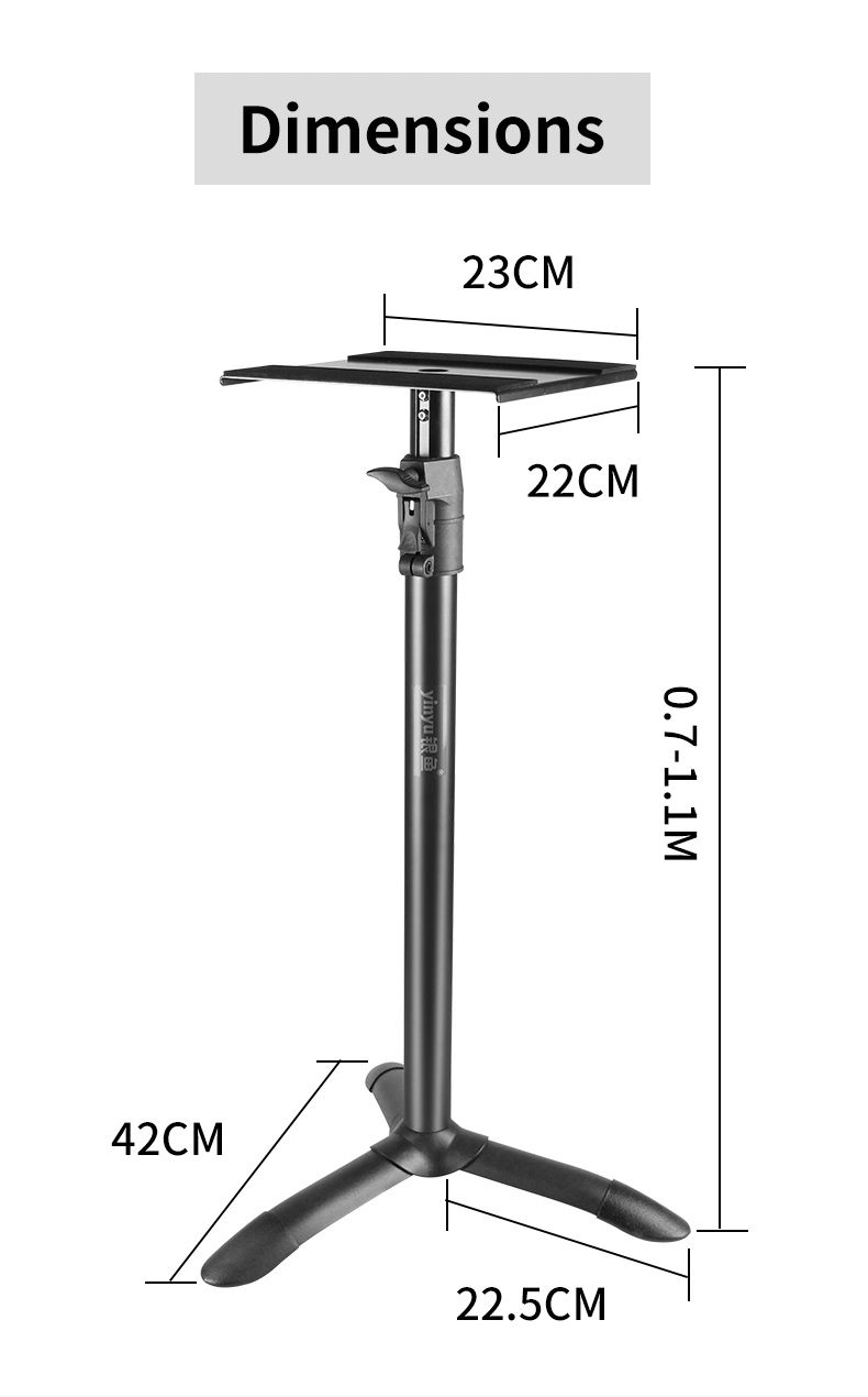 Metal Auto Locking Black Floor Adjustable Studio Monitor Speaker Stand for Bookshelf Speaker