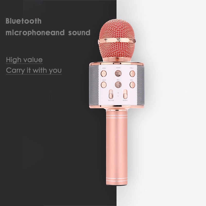 Electroplated Color Portable Bluetooth Karaoke Microphone Home KTV Handheld Recording Wireless Professional Microphone Speaker