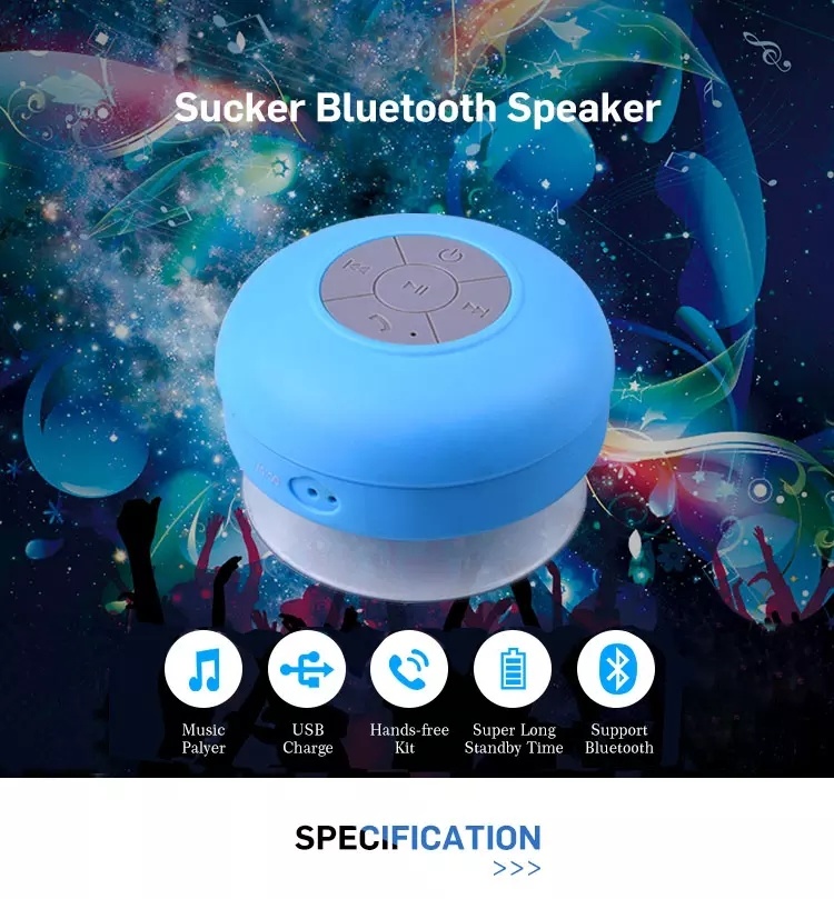 Wholesale Price Ipx4 Waterproof Sucker Shower Bluetooth Speaker Portable Mobile Phone Wireless Mini Speaker (BTS06)