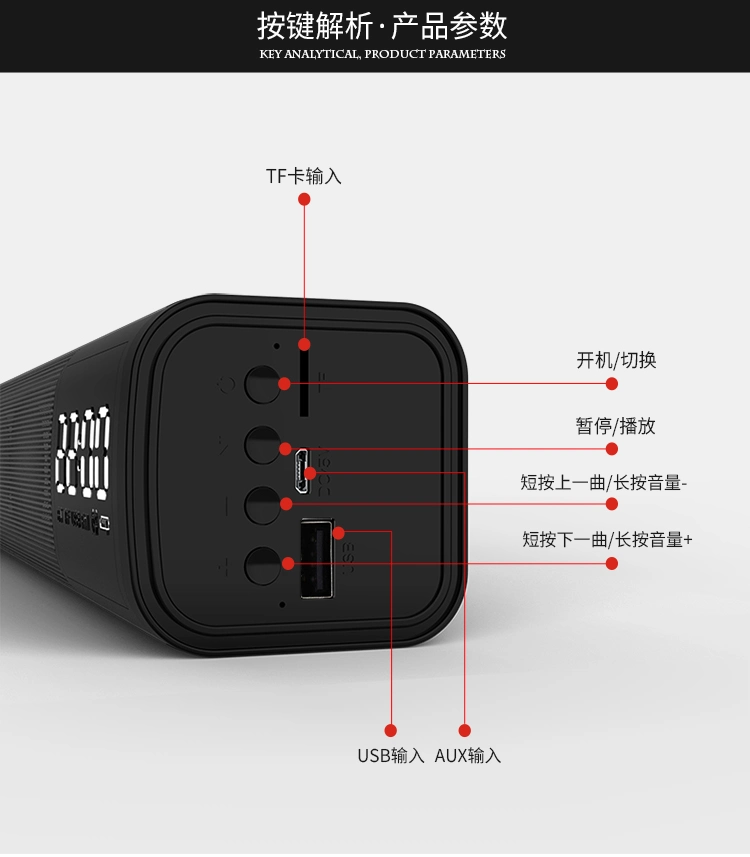 Big Power 10W Portable Wireless Bluetooth Speaker Stereo Soundbar TF FM Speaker