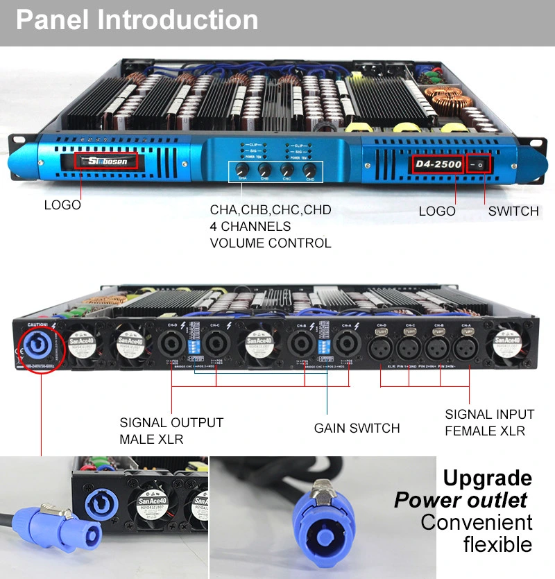 Professional Power Amplifier Board D4-2500 Amplifier 5000 Watt Price 4 Channel Power Amplifier