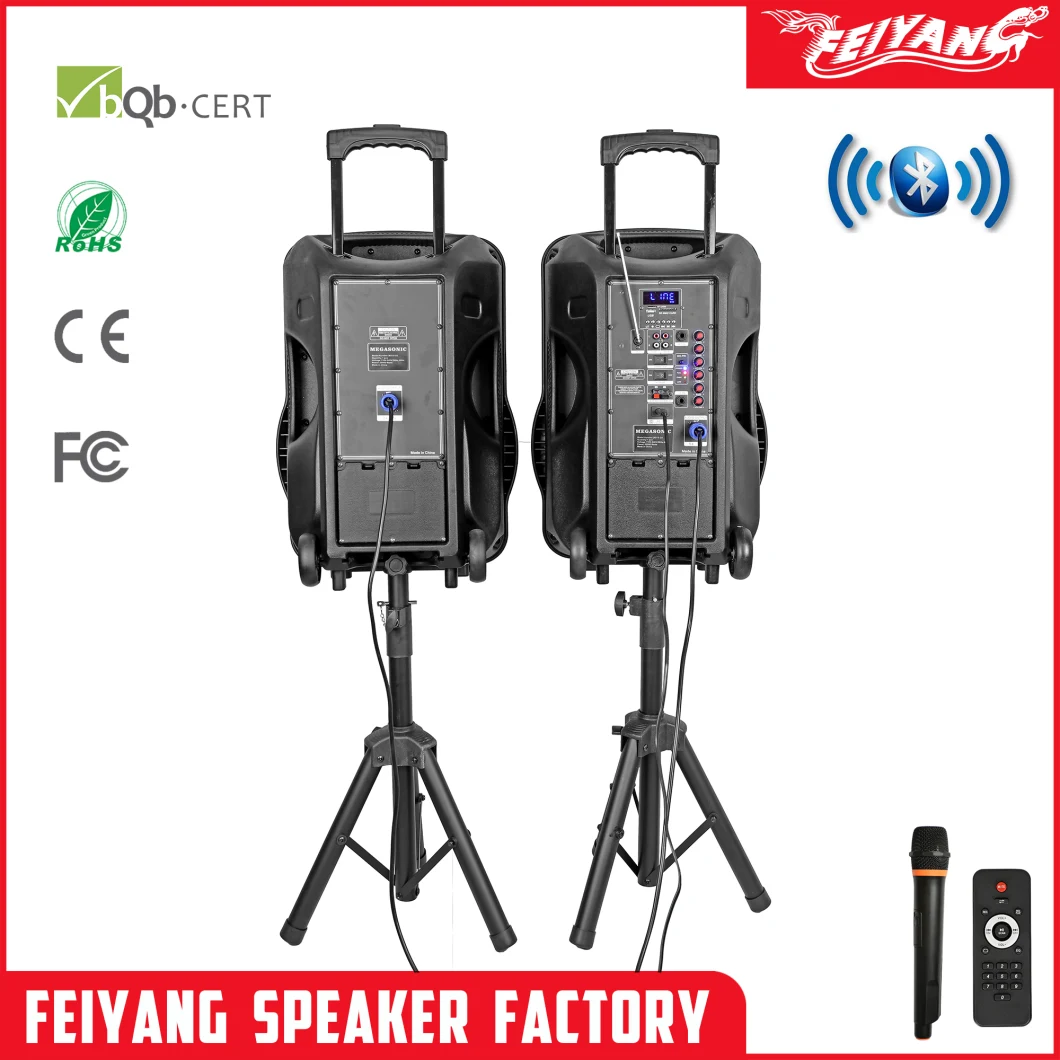 15inch Feiyang Temeisheng 2.0 Pair Active Plastic Speaker, Baffle with Tripod Party Speaker, Karaoke Speaker Cx215