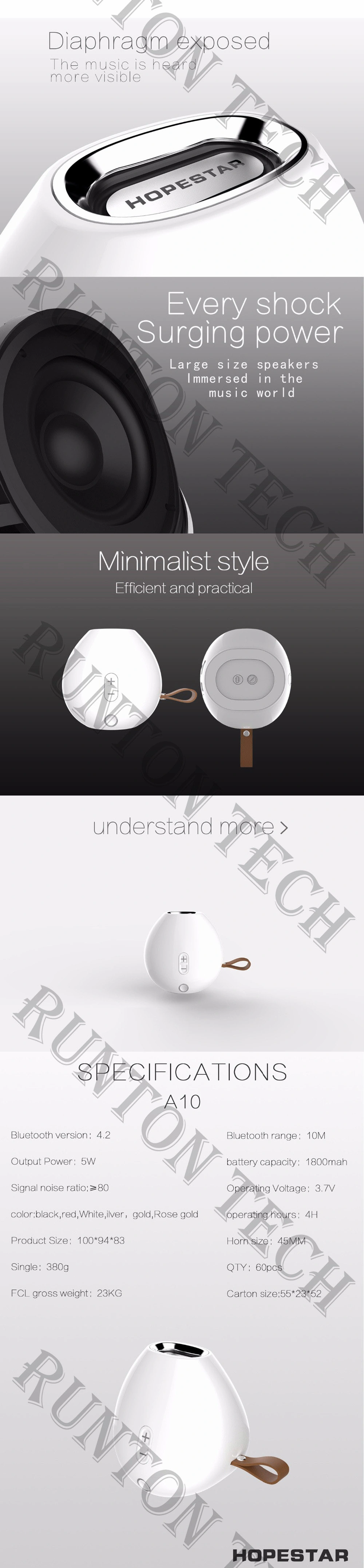 A10 Mini Round Shape Bluetooth Speaker From China Manufacturer with FM Aux Power Bank