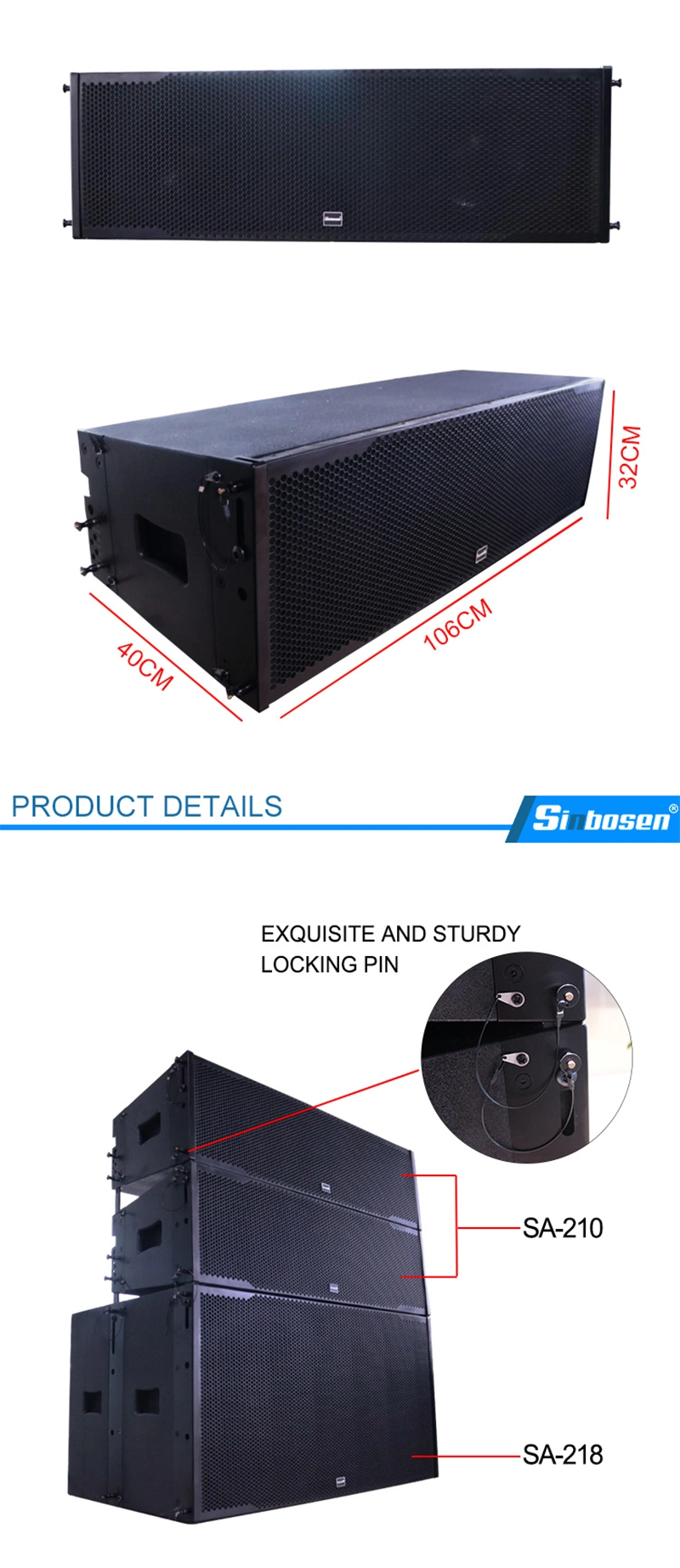 750W 8ohm 10 Inch Line Array Speaker SA-210 Professional Neodymium Speaker