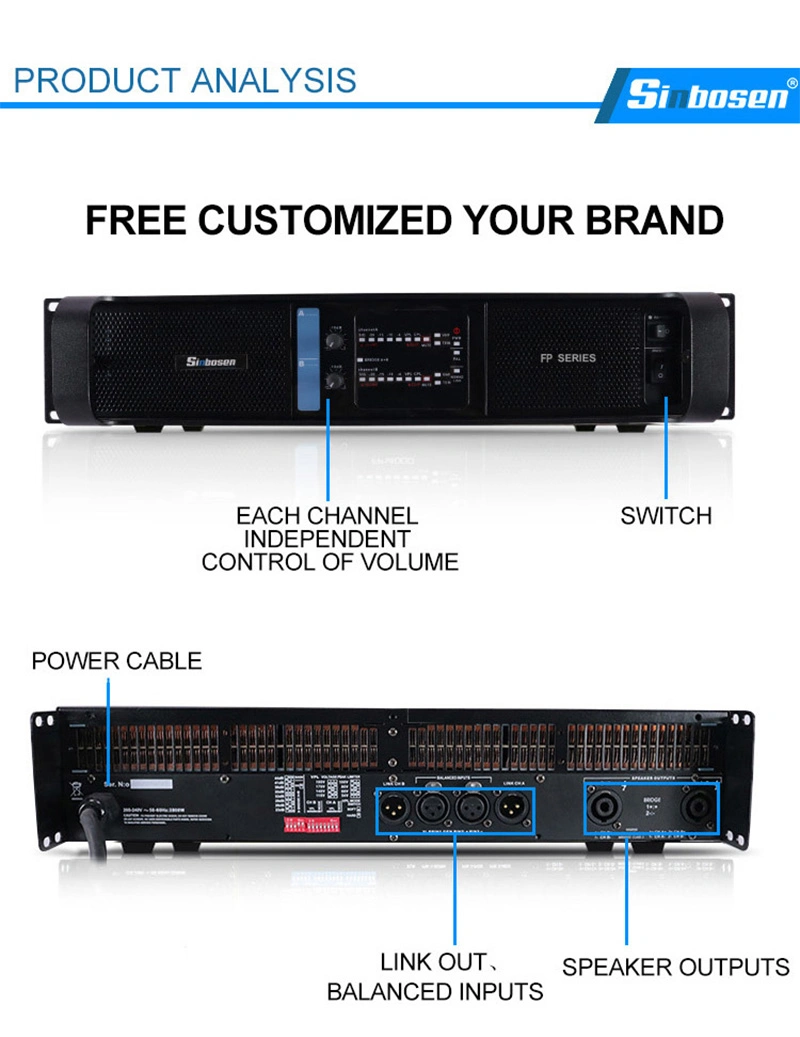 Fp14000 2 Channel Professional Power Amplifier 4000W Karaoke Power Amplifier