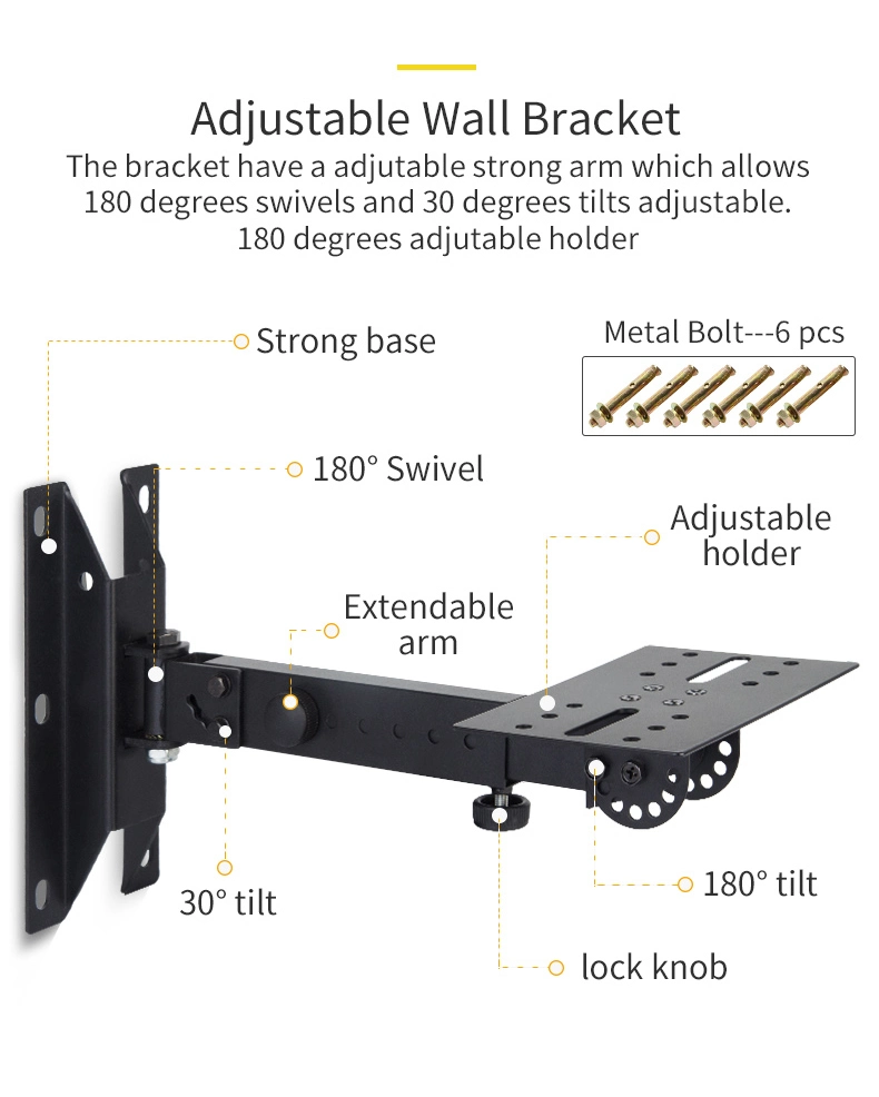 Heavy Duty Adjustable KTV Karaoke Speaker Bracket Wall Speaker Mount with Speaker Mount