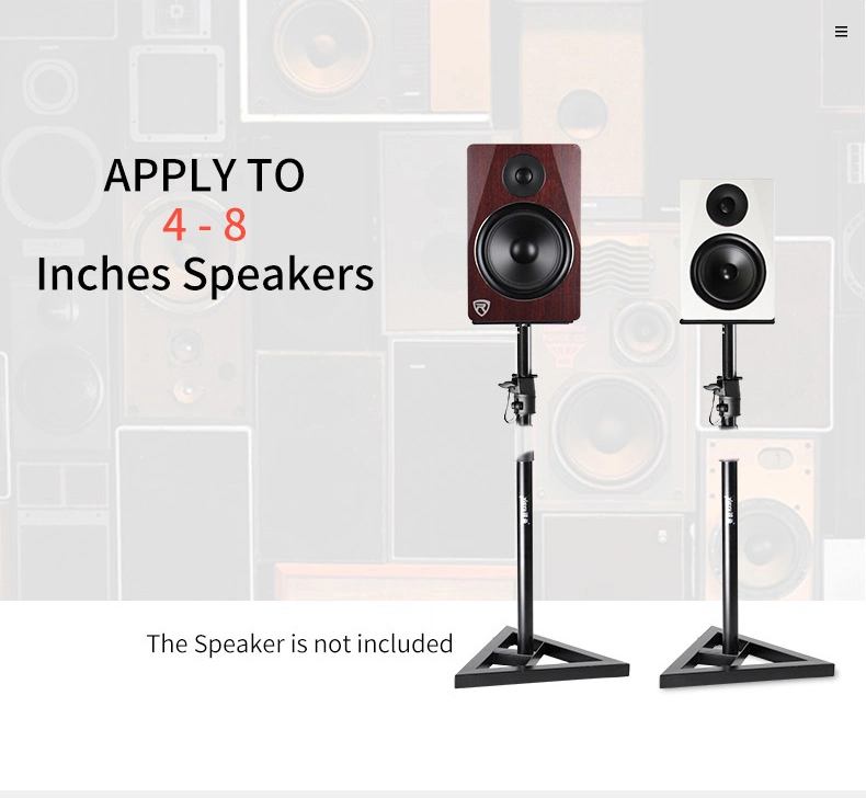 Classic Black Floor Adjustable Bookshelf Speaker Stand for Studio Monitor Speaker