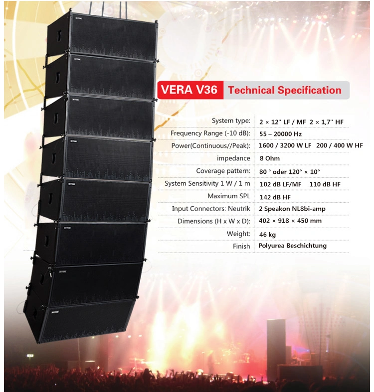 Dual 12 Inches Vera36 PA Sound Audio Line Array Speakers