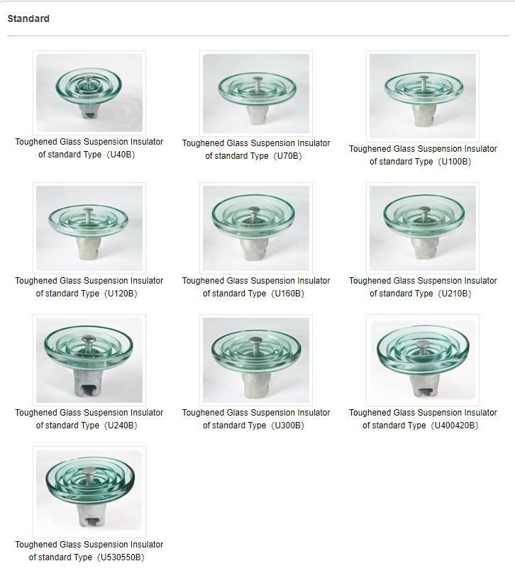 IEC Standard Standard Type, Fog Type and DC Type Toughed Suspension Glass Insulators