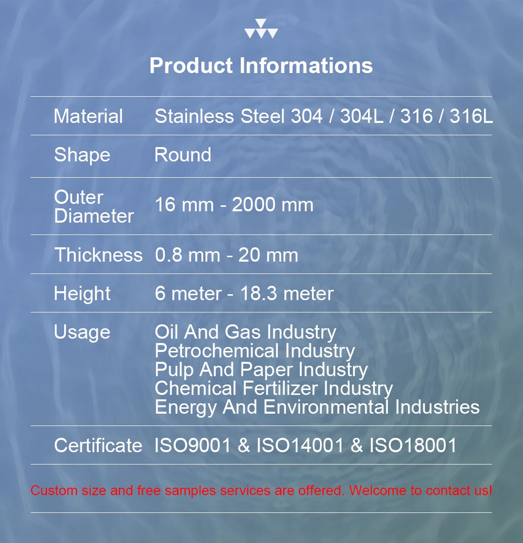 ASTM A249 A269 Tp316 Stainless Steel Heat Exchanger Shell Tube