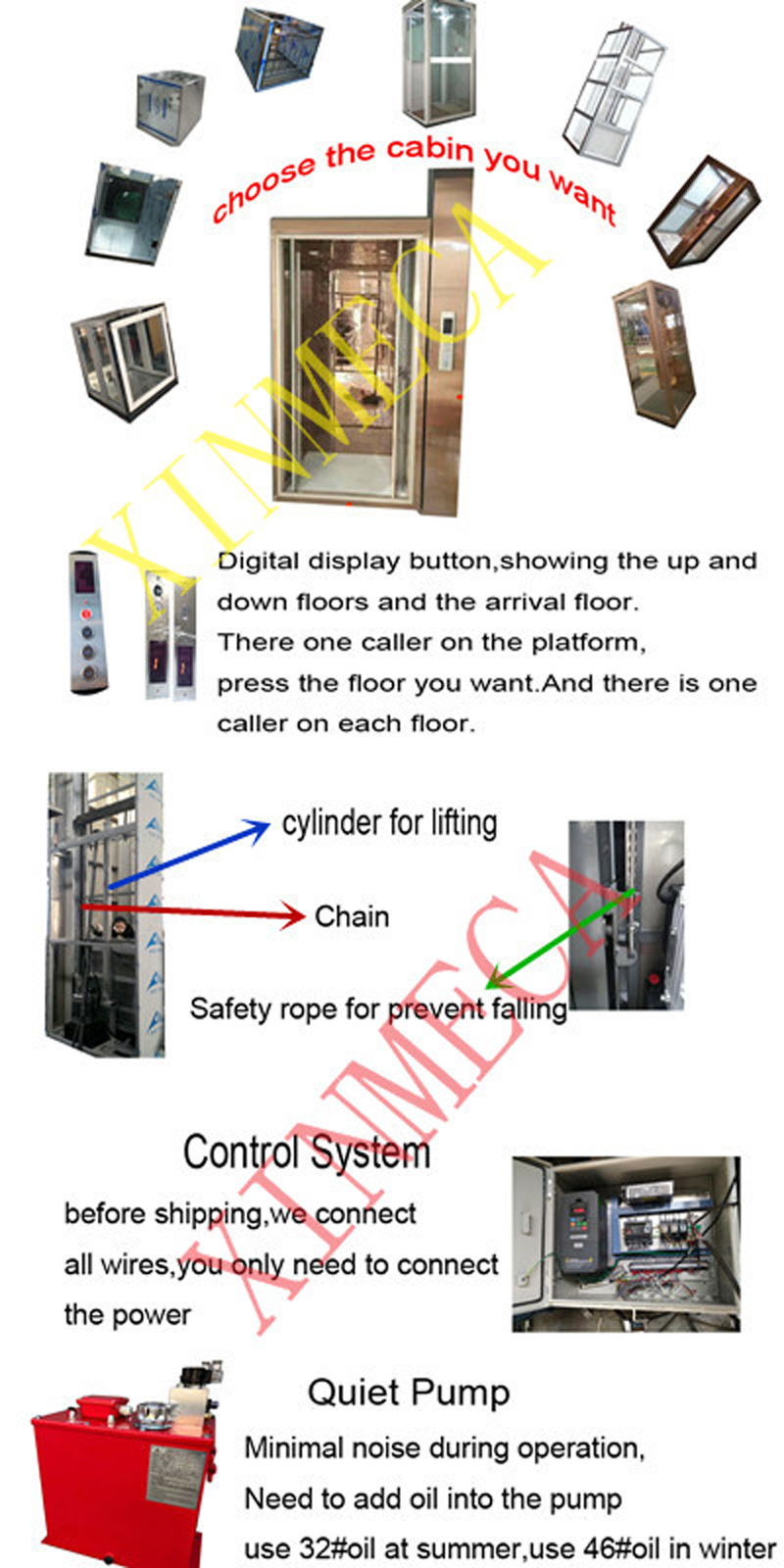 300kg Hydraulic Driven Disabled Home Lift Wheelchair Lift 1-11m Height Hydraulic Home Elevator Small Home Lift Villa Elevator Passenger Elevator Residential