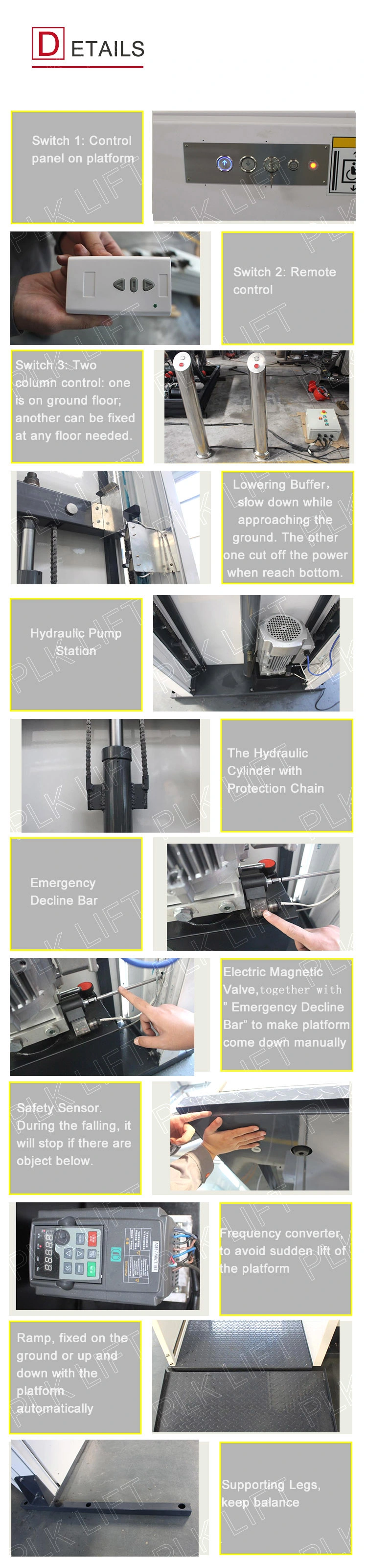 250kg Small Elevator Lift Elderly Hydraulic Aluminum Wheelchair Lift