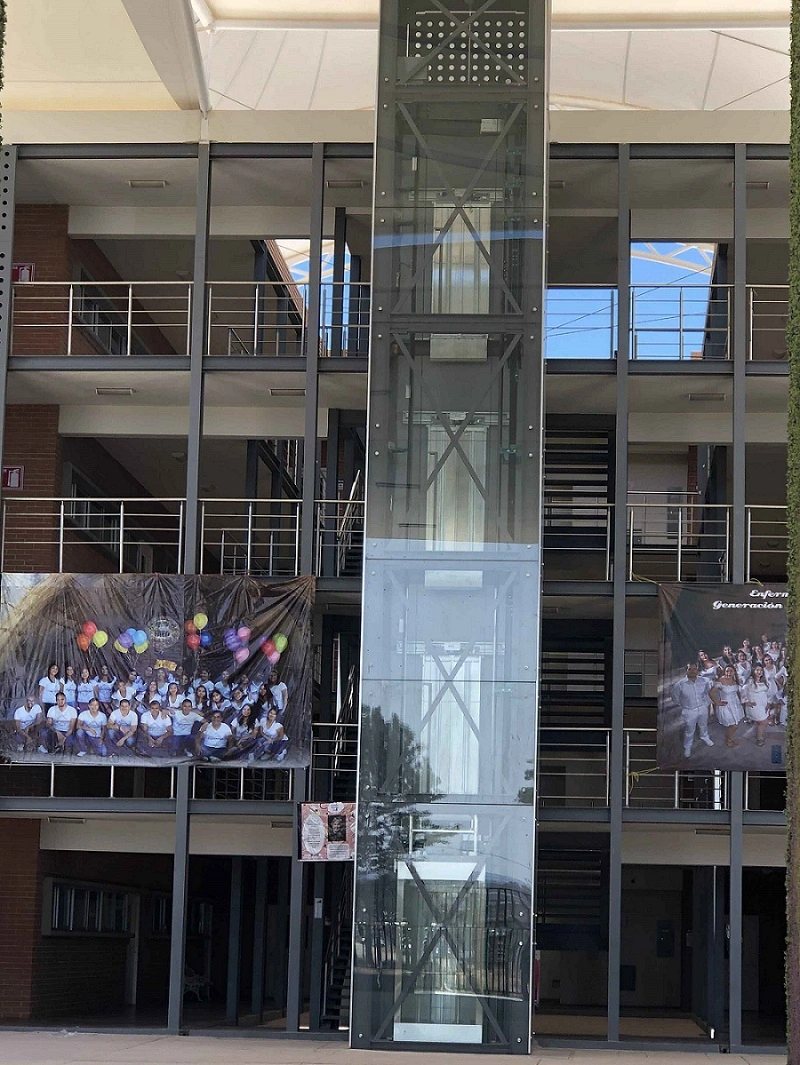 SANYO 1000KG Panoramic Lift Safety Glass Cabin Passenger Elevator