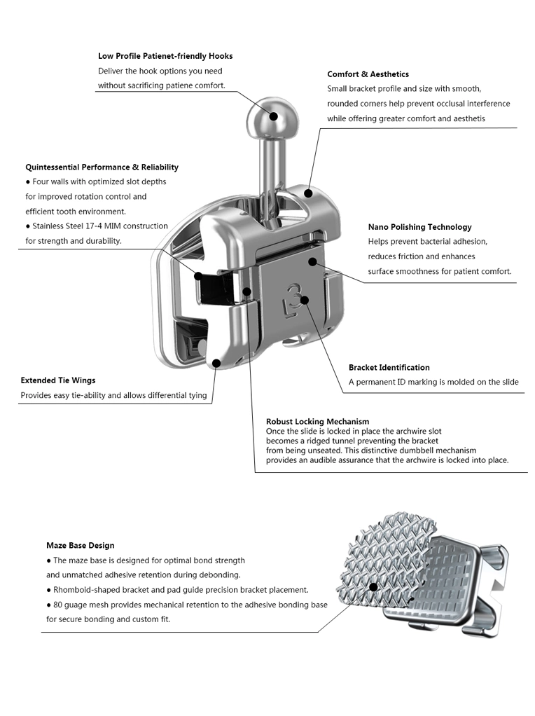 Orthodontic Bracket, Orthodontic Self Ligating Metal Bracket Ce FDA ISO