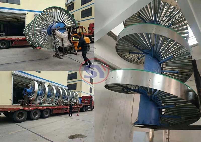 Automatic Powered Roller/Belt Transfer Spiral Conveyor for Packages Boxes