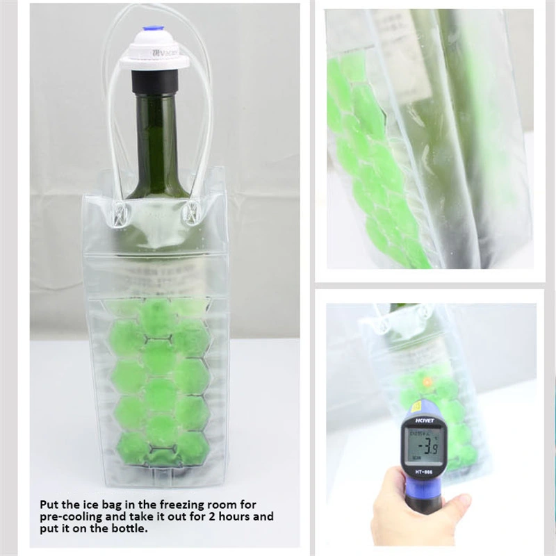 Customized Transparent PVC Ice Cooler Bags Wine Bottle Freezer Bags