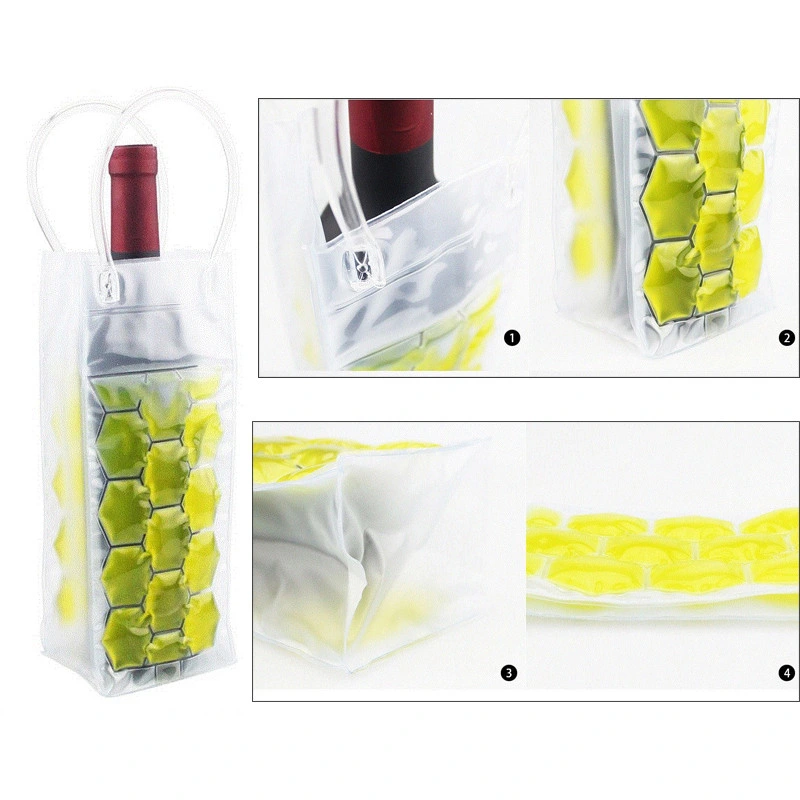 Customized Transparent PVC Ice Cooler Bags Wine Bottle Freezer Bags