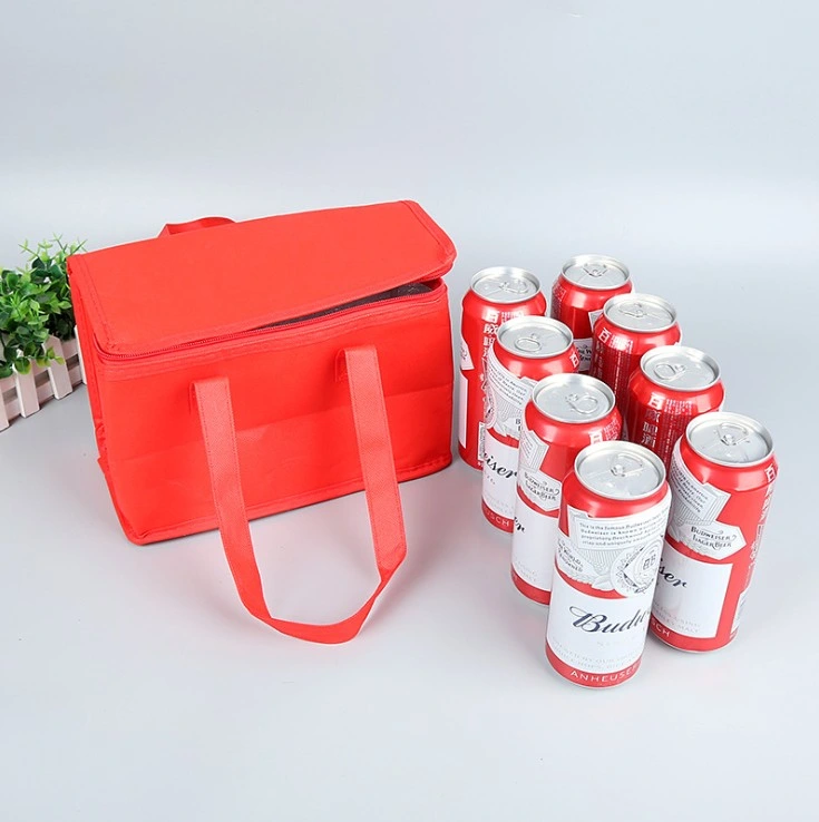 Fashion Lunch Tote Shopping Wine 6 Can Insulated Non Woven Cooler Bag with Zipper