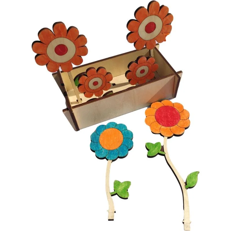 Wooden Artificial Wooden Flower Puzzle for Children Toy