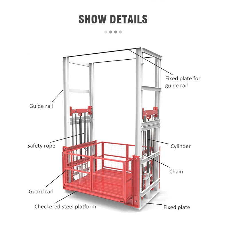 Qiyun Cargo Lift Wall Mounted Industrial Cargo Lift for Lifting Materials and Goods Load 1 Ton