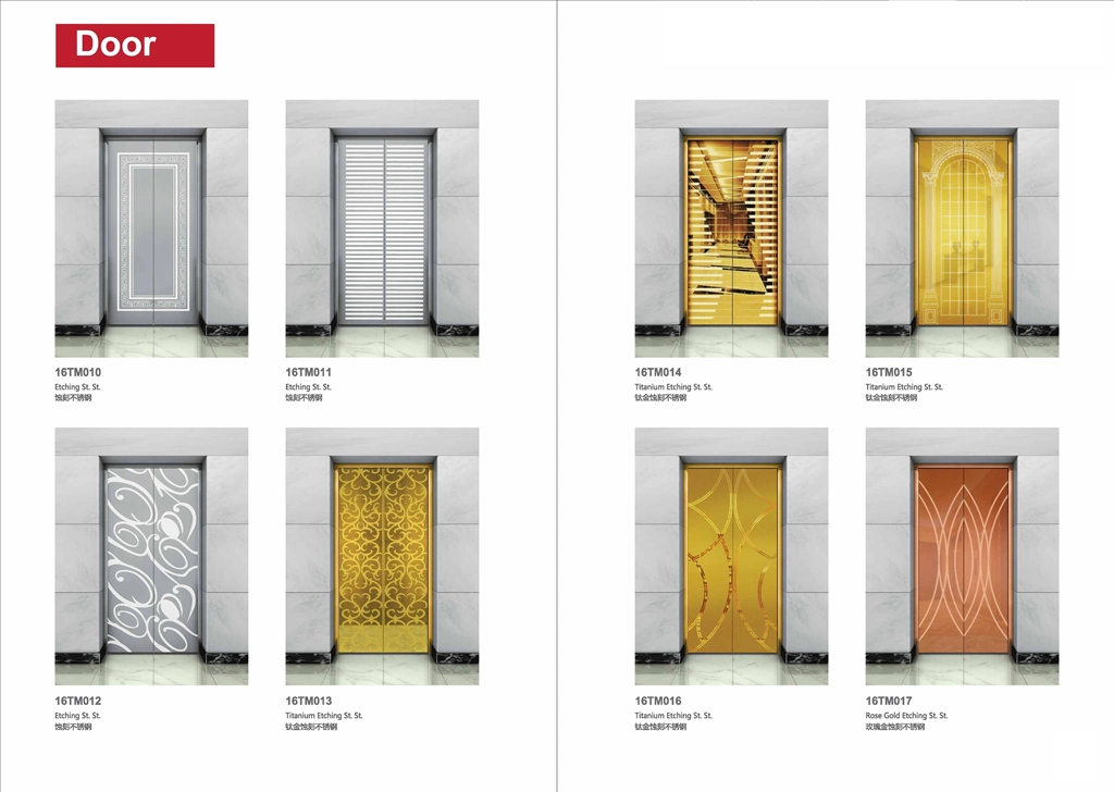 Safe Technology Champagne Gold Mirror Passenger Elevator with CE Certificate