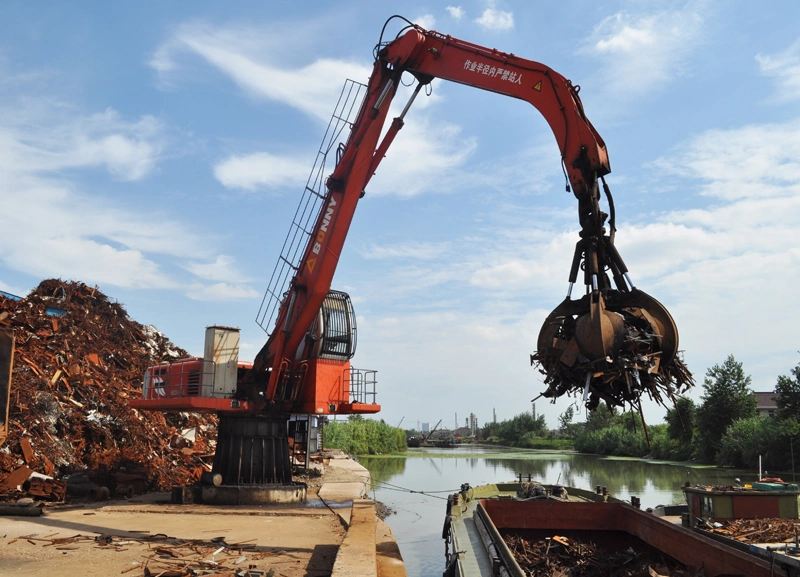 Stationary Fixed Material Handler with Muti-Tine Orange Peel Grab/ Clamshell Bucket/ Lifting Magnet Devices