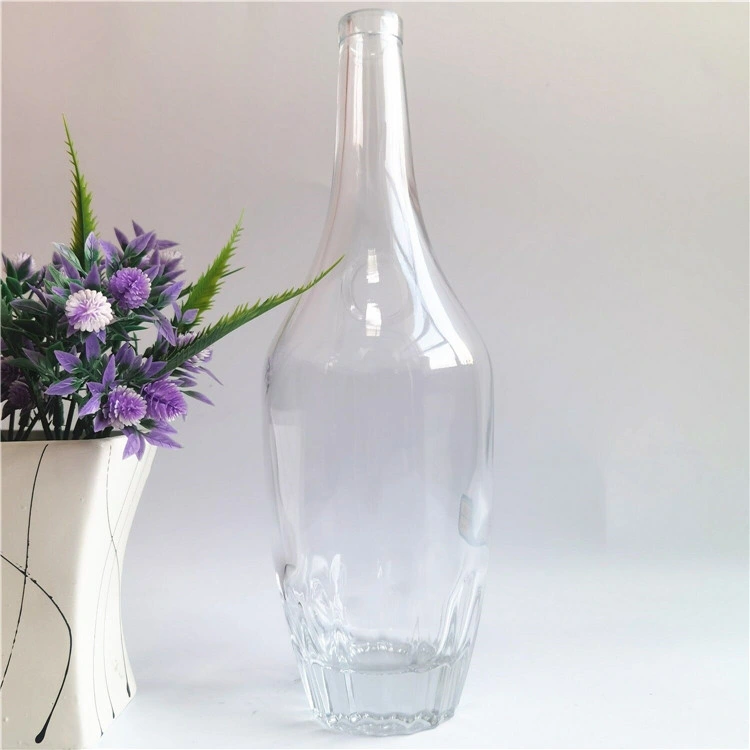 Thick Bottom Round 500ml 750ml 1000ml Empty Vodka Whiskey Glass Bottle with Wood Cork Sealing