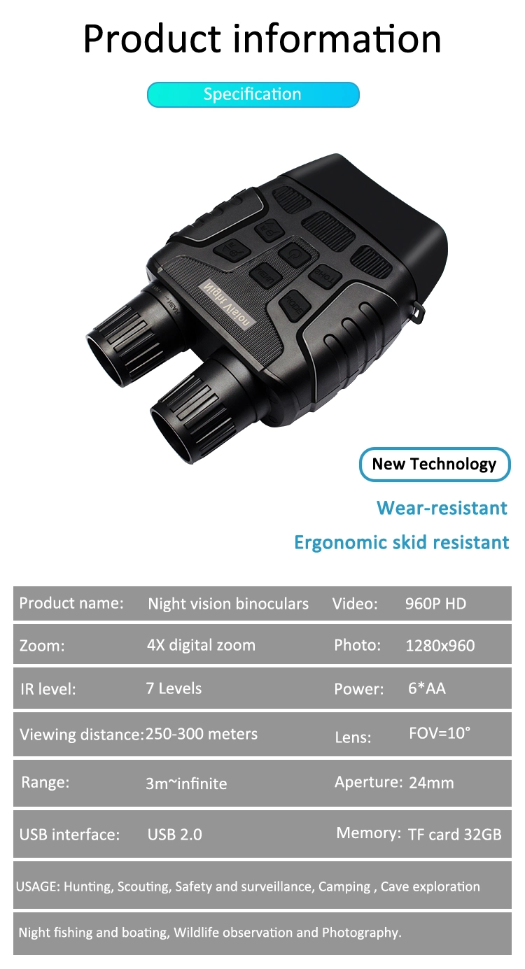 From 3 Meters to Infinity View Digital Zoom 4X Night Vision Infrared Binoculars
