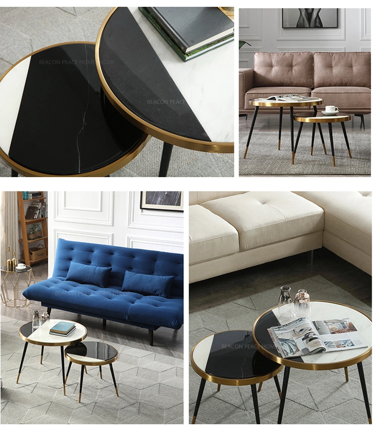 Elegant Stainless Steel Bird Nest Marble Top Coffee Table / Center Table Design