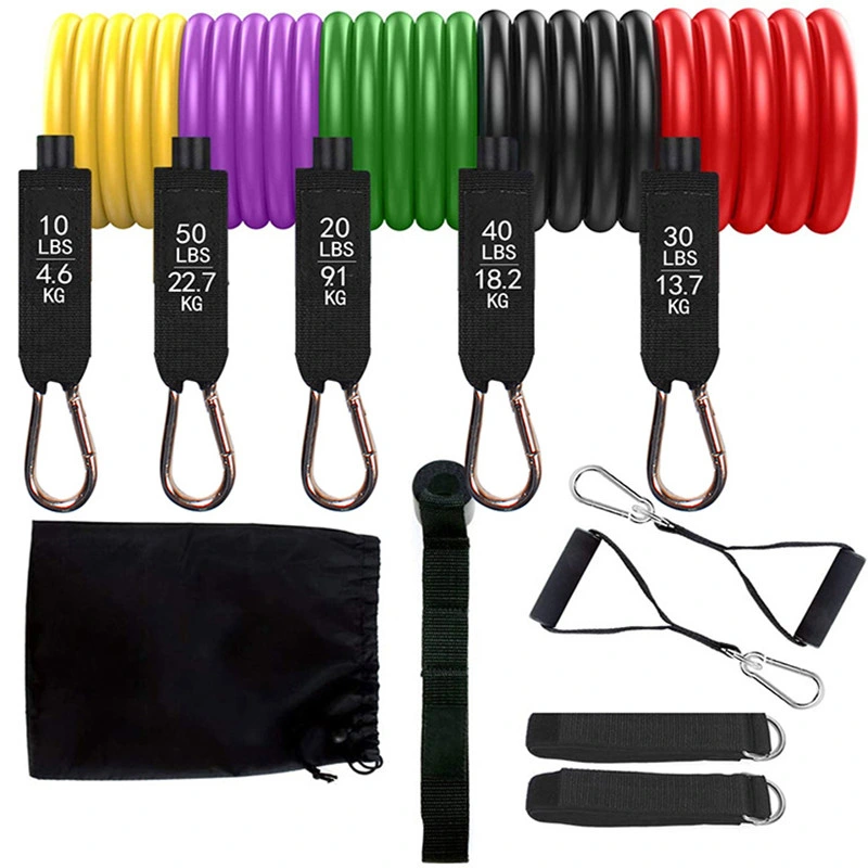 Newest Colorful Set, 11 Piece Resistance Bands Set for Home Workout, Fitness Training Tubing Set