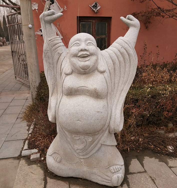 Factory Hand Carved Garden Natural Stone Chinese Laughing Buddha Statue