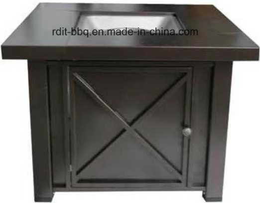 Square Fire Pit with X Shape Panels and Powder Coated Table and Surrounding