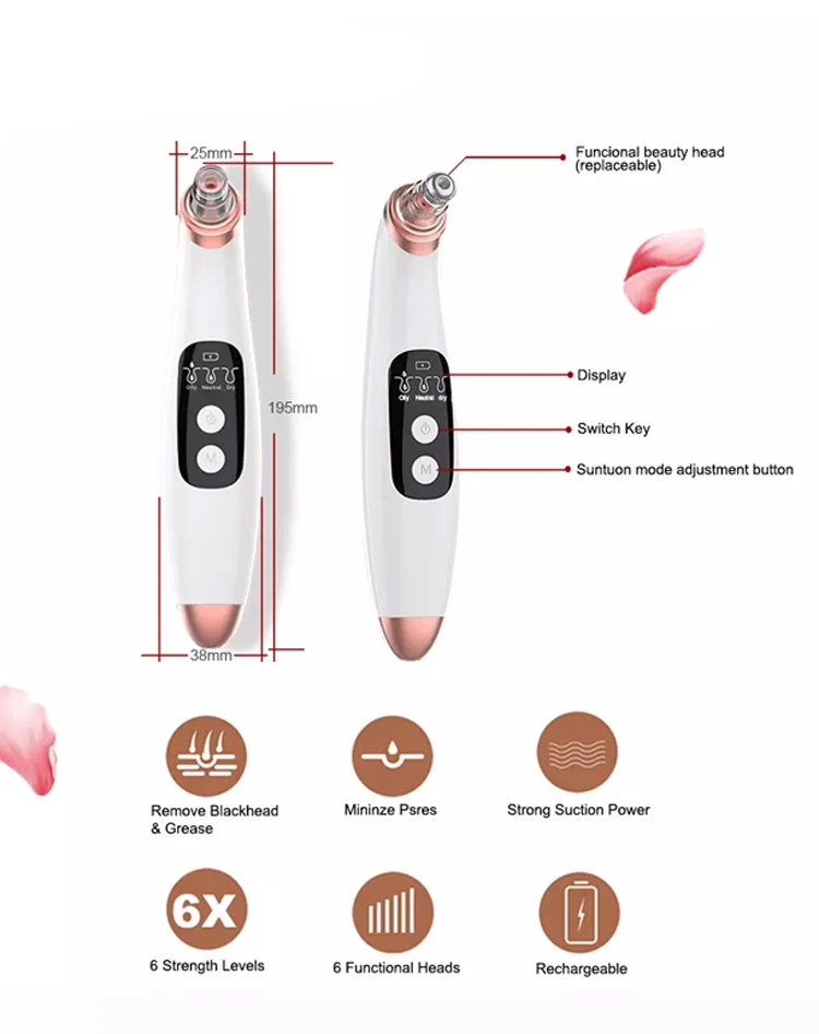 Acne Comedo Suction Tool Extractor Electric Facial Pore Cleaner Vacuum Blackhead Remover