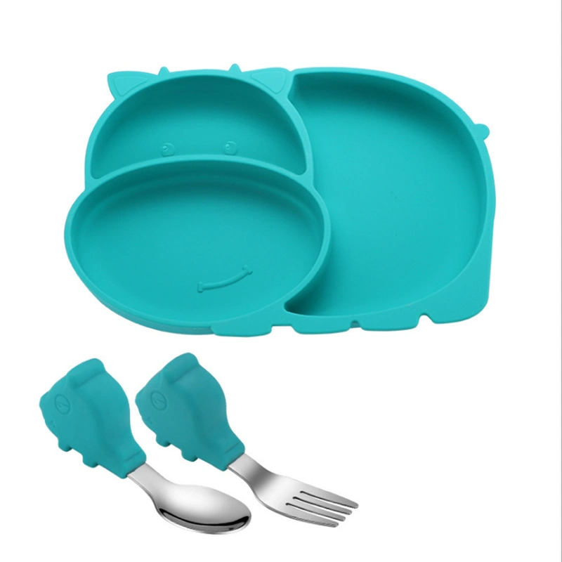 Silicone Plates Wholesale Amazon Top Seller Cute Square Kids Silicone Plates for Baby Feeding