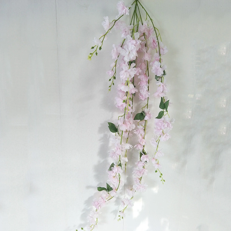 Indoor Wedding Holiday Decoration Silk Cherry Blossom Plastic Artificial Flowers Vine