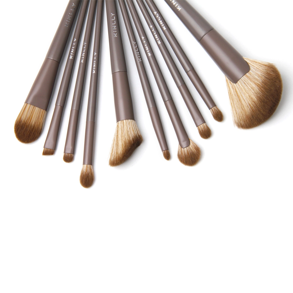 10PCS Advanced Grey New Fan Brush New Hair Make-up Brush Set