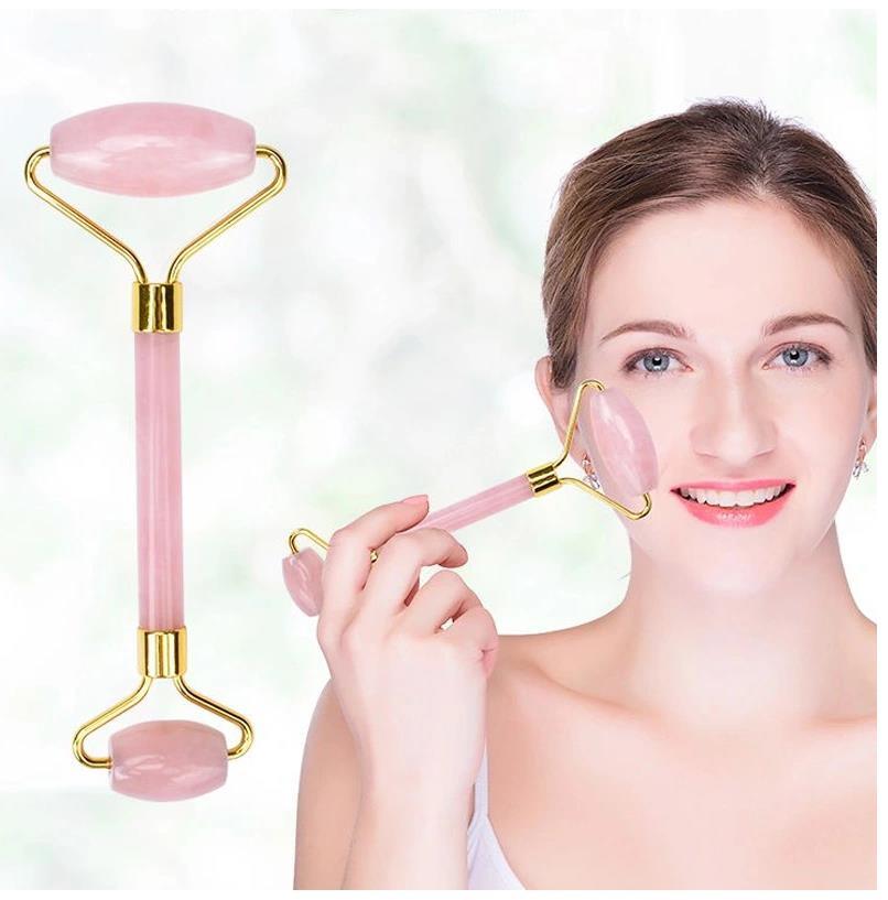 China Manufacturers Beauty Massager Scraping Tool Natural Crystal Stone Face Rose Quartz Facial Massage Roller