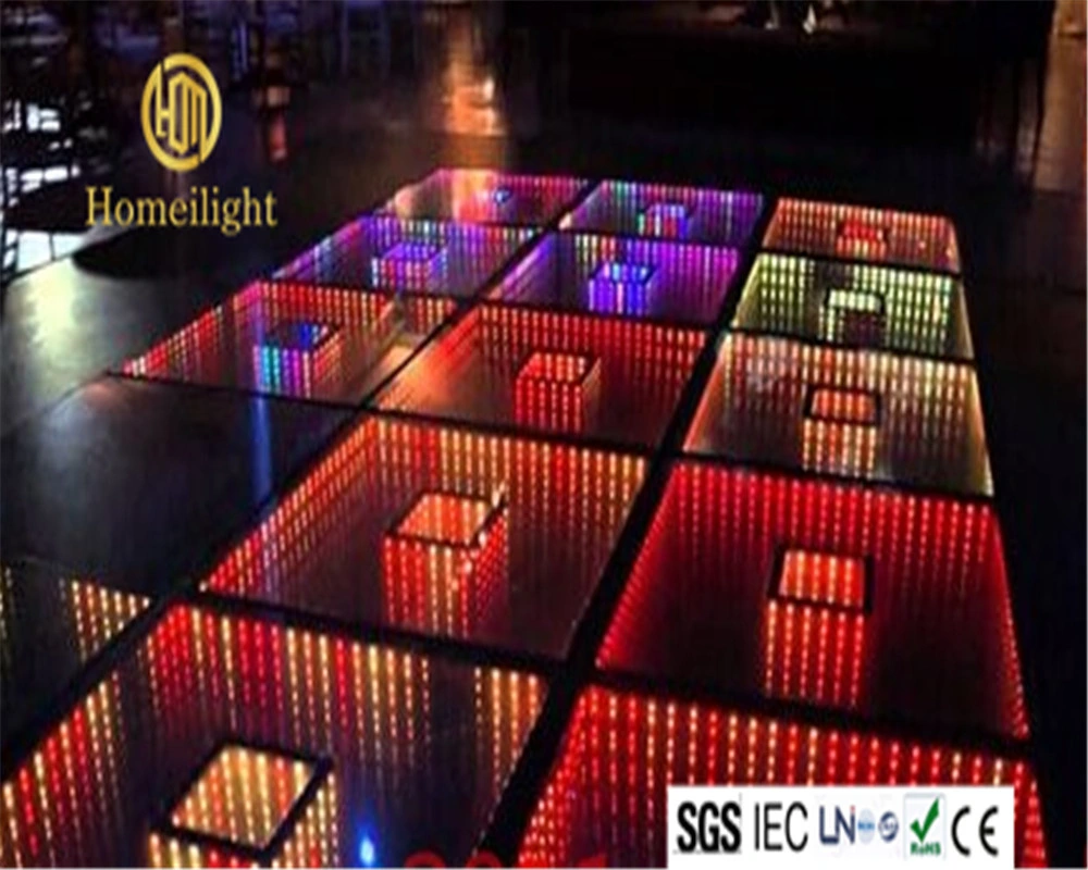 LED 3D Double Tunnel Dance Floor Mirror Abyss for Wedding Party Night Club Event