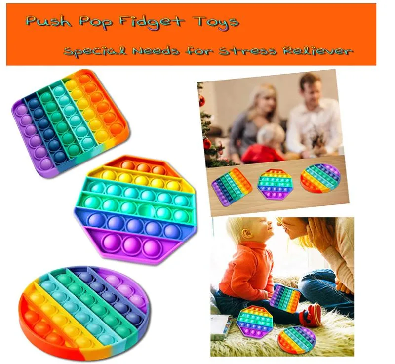 Popular Rainbow Pop Bubble Toys Push Pop Toys Sensory Toys