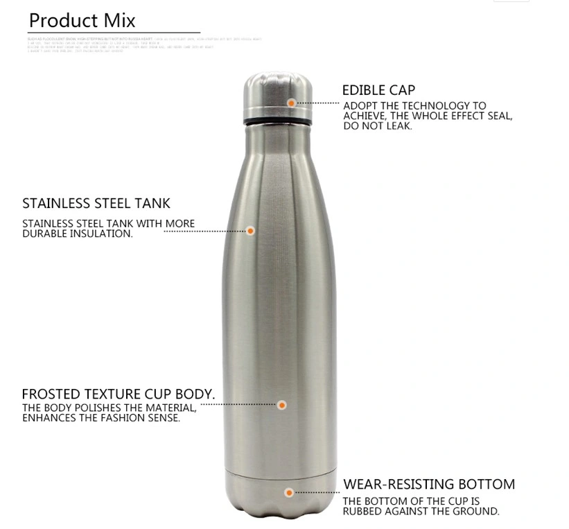 Double Wall Glass Vacuum Flask Bottle Stainless Steel Cola Shaped Glass Water Bottle