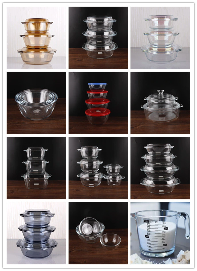 2000ml 1300ml 750ml High Borosilicate 3PCS Round Glass Bakeware Set Dinner Set