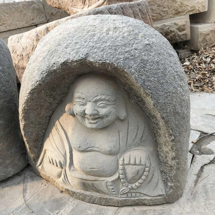 Factory Hand Carved Garden Natural Stone Chinese Laughing Buddha Statue