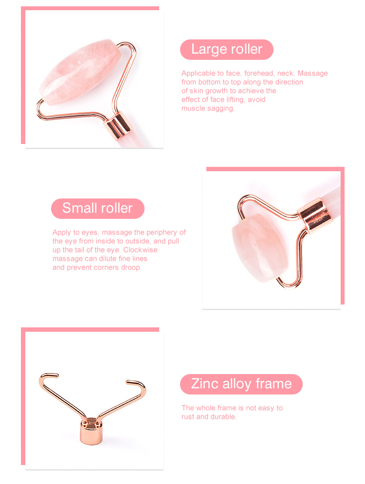 China Manufacturers Beauty Massager Scraping Tool Natural Crystal Stone Face Rose Quartz Facial Massage Roller