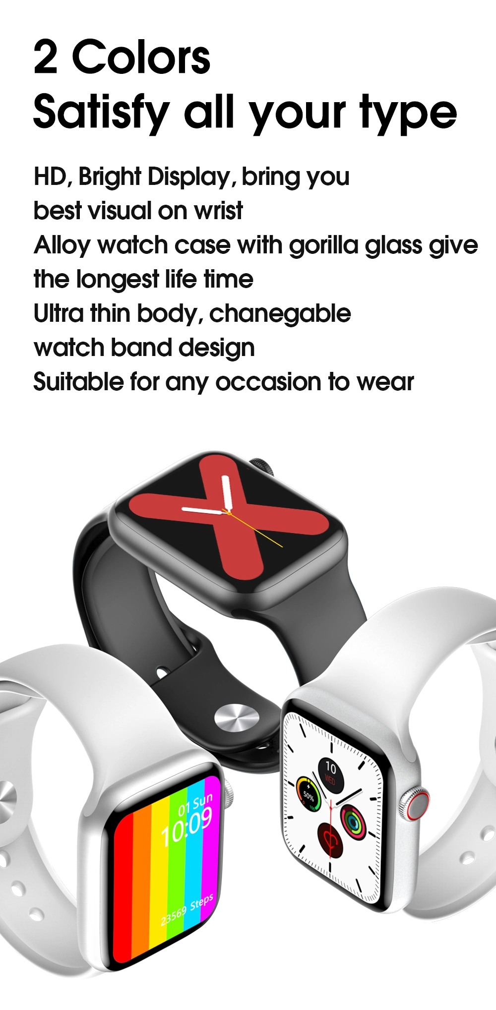 T46 Full-Screen Touch Watch Android Mobile Accessories Smart Watch ECG and Human Body Temperature Measurement Smart Phone Watch