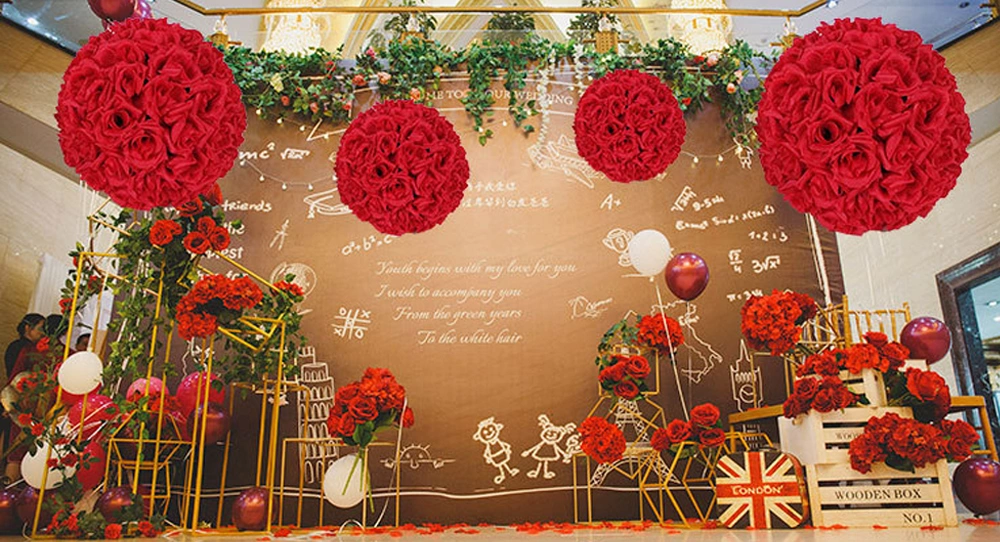 Artificial White Silk Orchid Rose Table Kissing Wedding Flower Ball Centerpiece