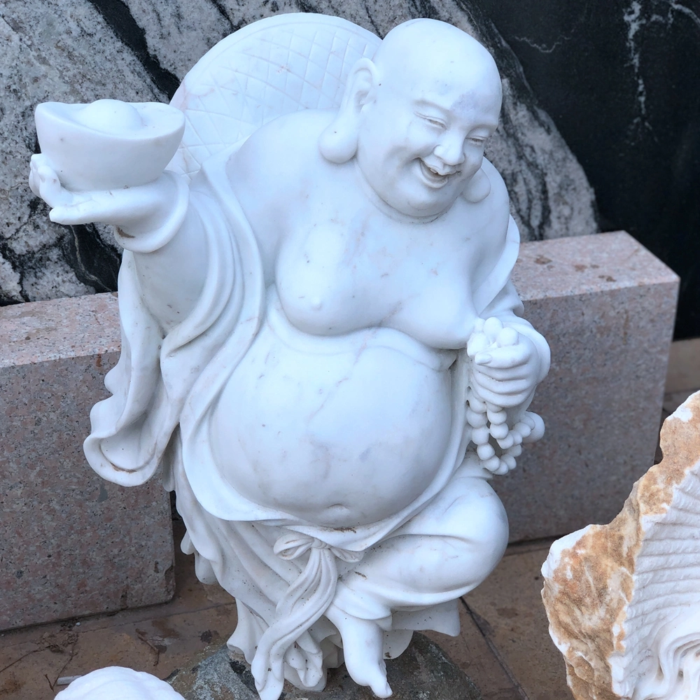 Factory Hand Carved Garden Natural Stone Chinese Laughing Buddha Statue