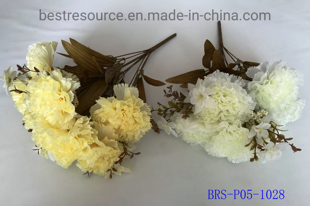 High Quality 5 Big Heads Artificial Silk Carnation Bouquet Bunch Floral Carnation for Home Decoration